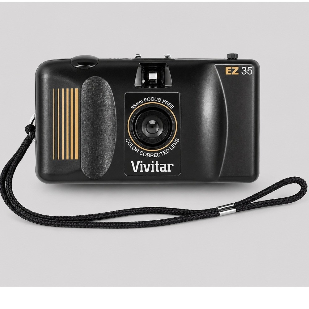 Vivitar EZ 35 Vintage 35mm Point & Shoot Film Camera Focus Free Strap Black